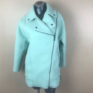 Teal cocoon moto jacket